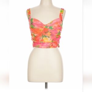 Zara Pink and Orange Floral Crop Top